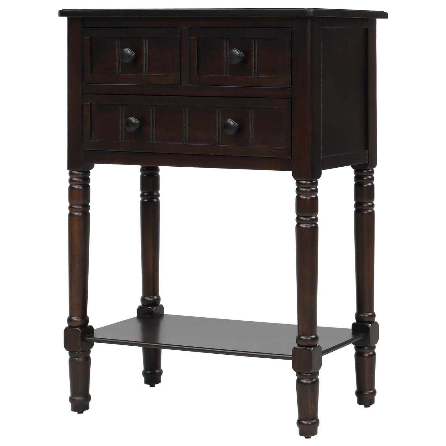 Sophie™️ - Narrow Console Desk with Storage Drawers and Bottom Shelf in Espresso