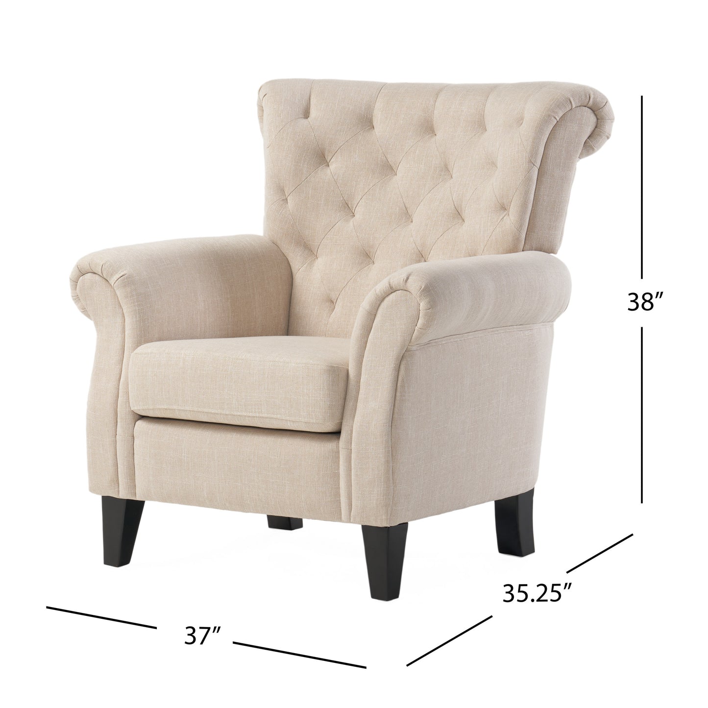 Vimora™ - Springfield Tufted Chair with Nailhead Trim and Diamond Button Tufting in Light Beige