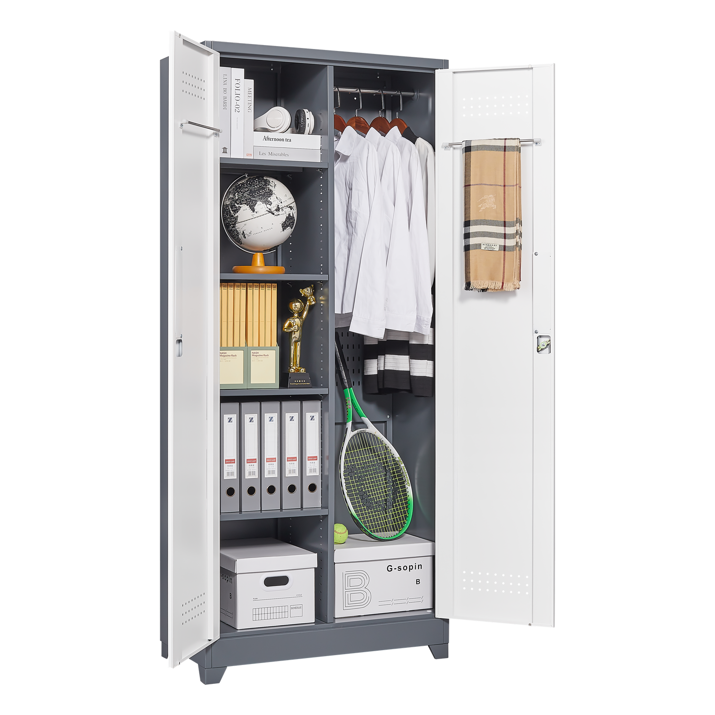 Vimora™ - Lockable Metal Storage Cabinet, Tall Cleaning Tool Organizer