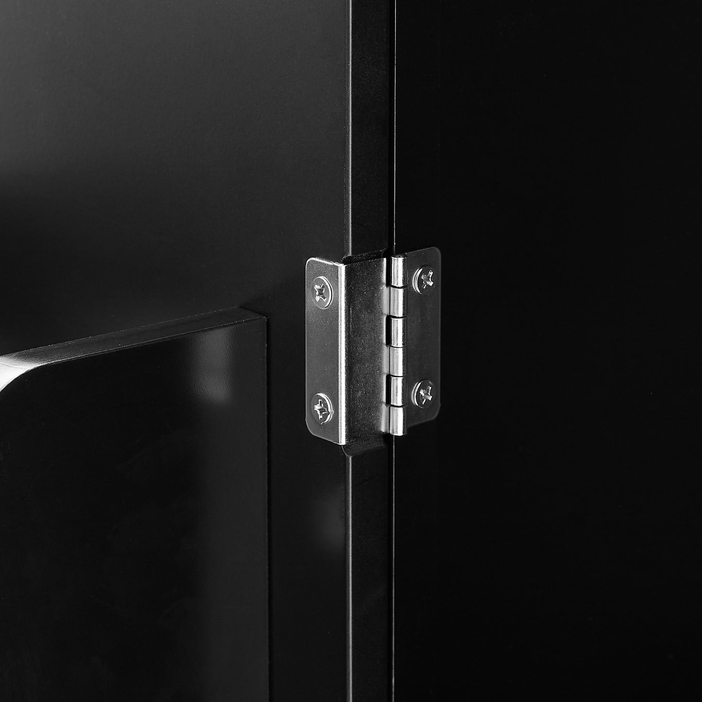 Vimora™ - Elegant Black Bathroom Floor Storage Cabinet with 4 Doors and Adjustable Shelves