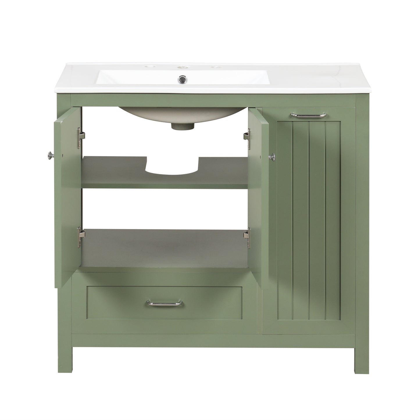 Vimora™ - 36-Inch Green Bathroom Vanity with Sink, Solid Wood & MDF, Modern Design, Ample Storage