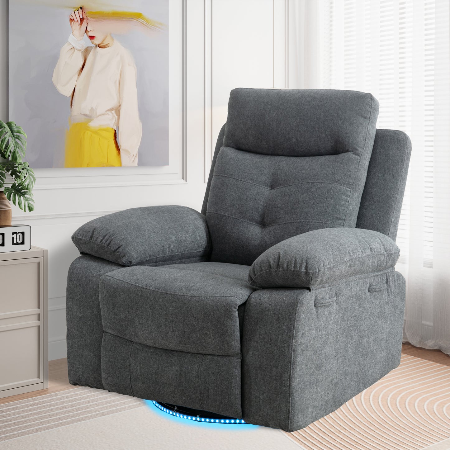 Vimora™ - Light Grey Power Recliner Glider Chair with Bluetooth Speaker and LED Light