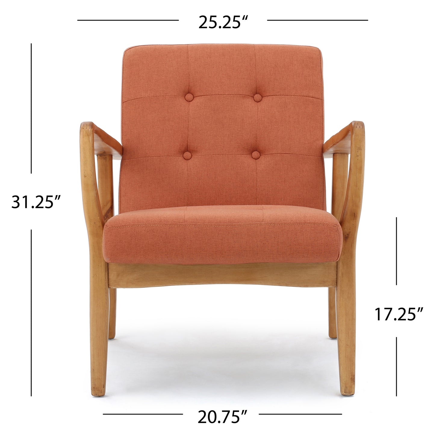 Vimora™ - Stylish Orange Club Chair with Plush Button Tufting