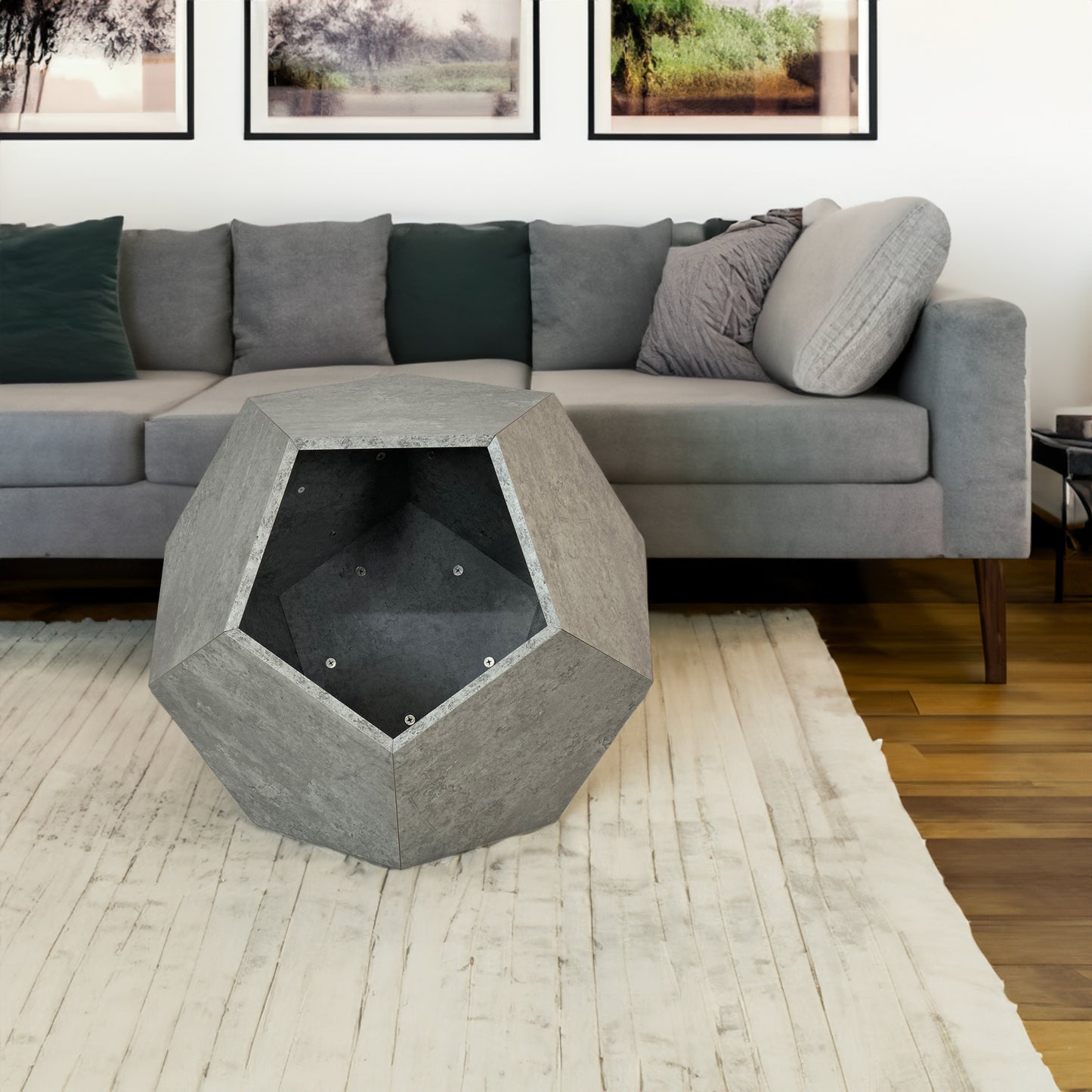 Lina™ Modern Cat Litter Box Furniture – Stylish Side Table & Multi-Use Pet House (Cement Gray)