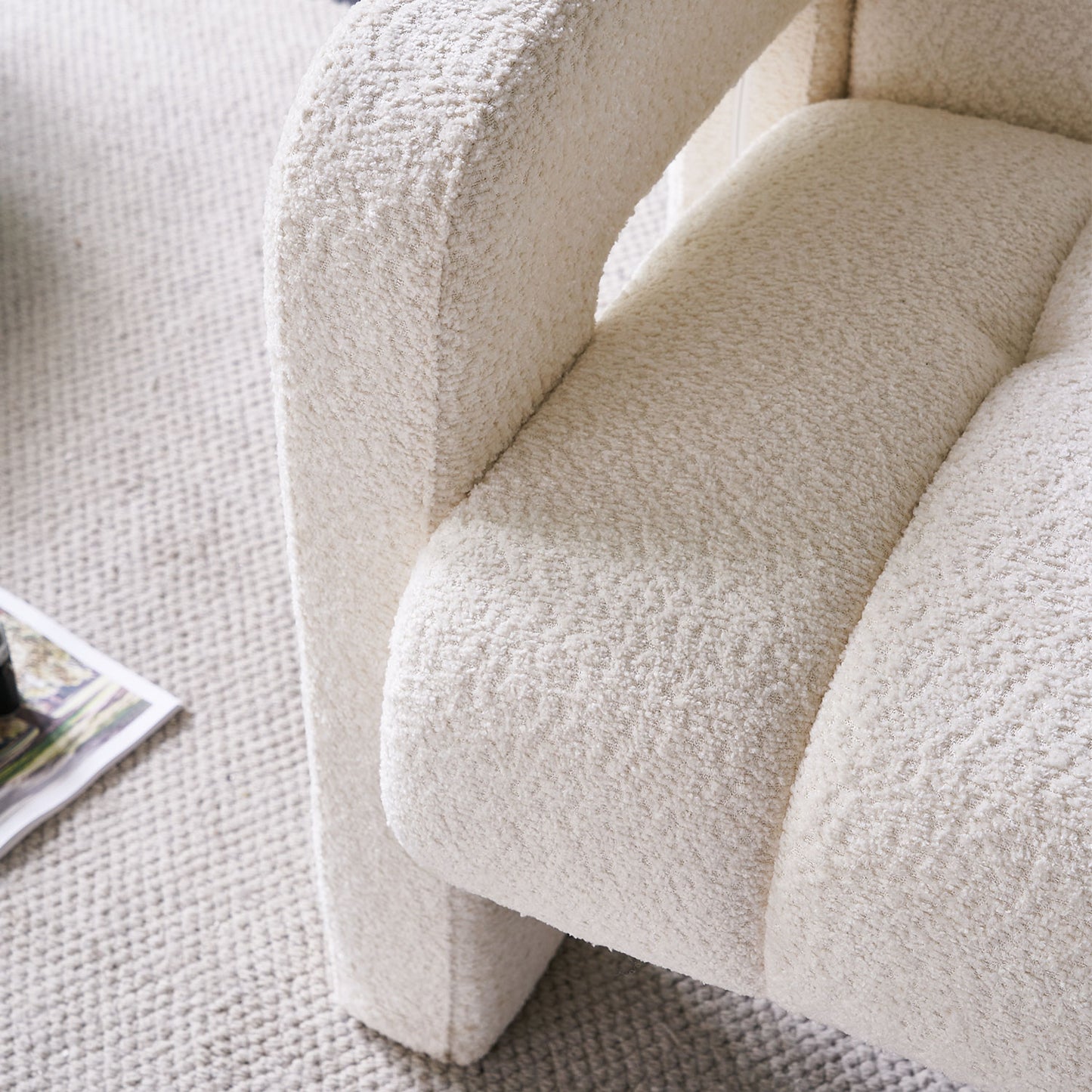 Vimora™ - Modern Beige Boucle Upholstered Accent Chair