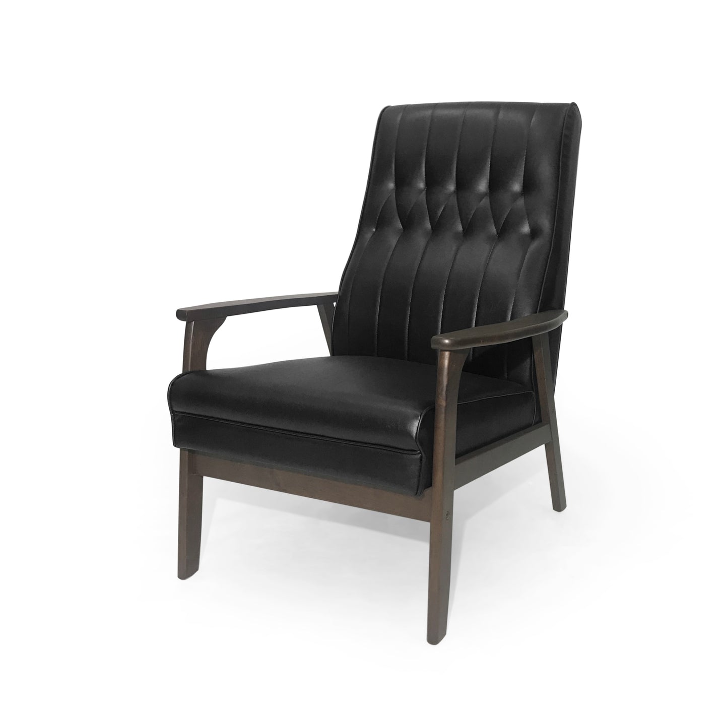 Vimora™ - Mid Century Modern Upholstered Accent Chair in Matte Black Faux Leather