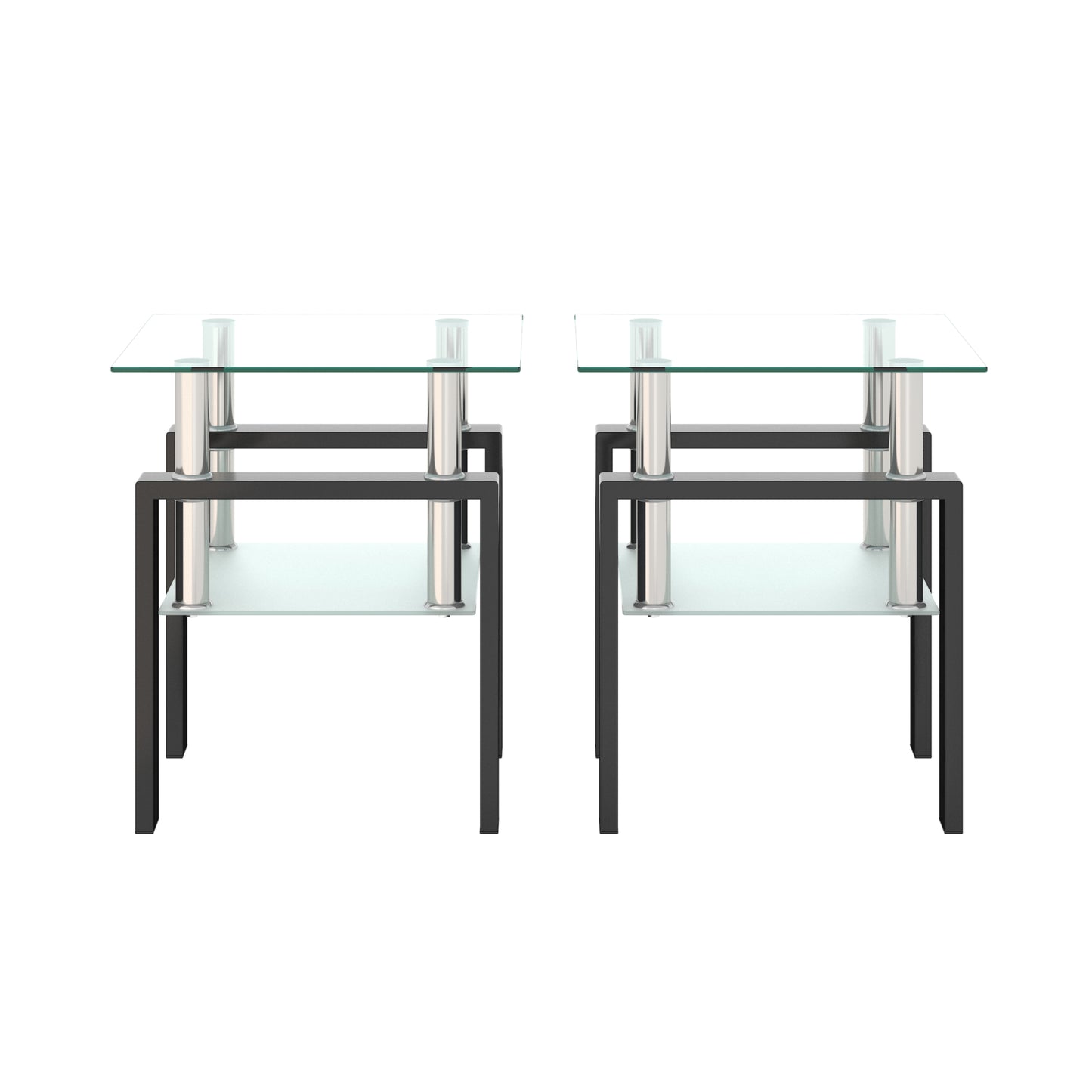 Vimora™ - Modern Tempered Glass Square Coffee Table (Set of 2)