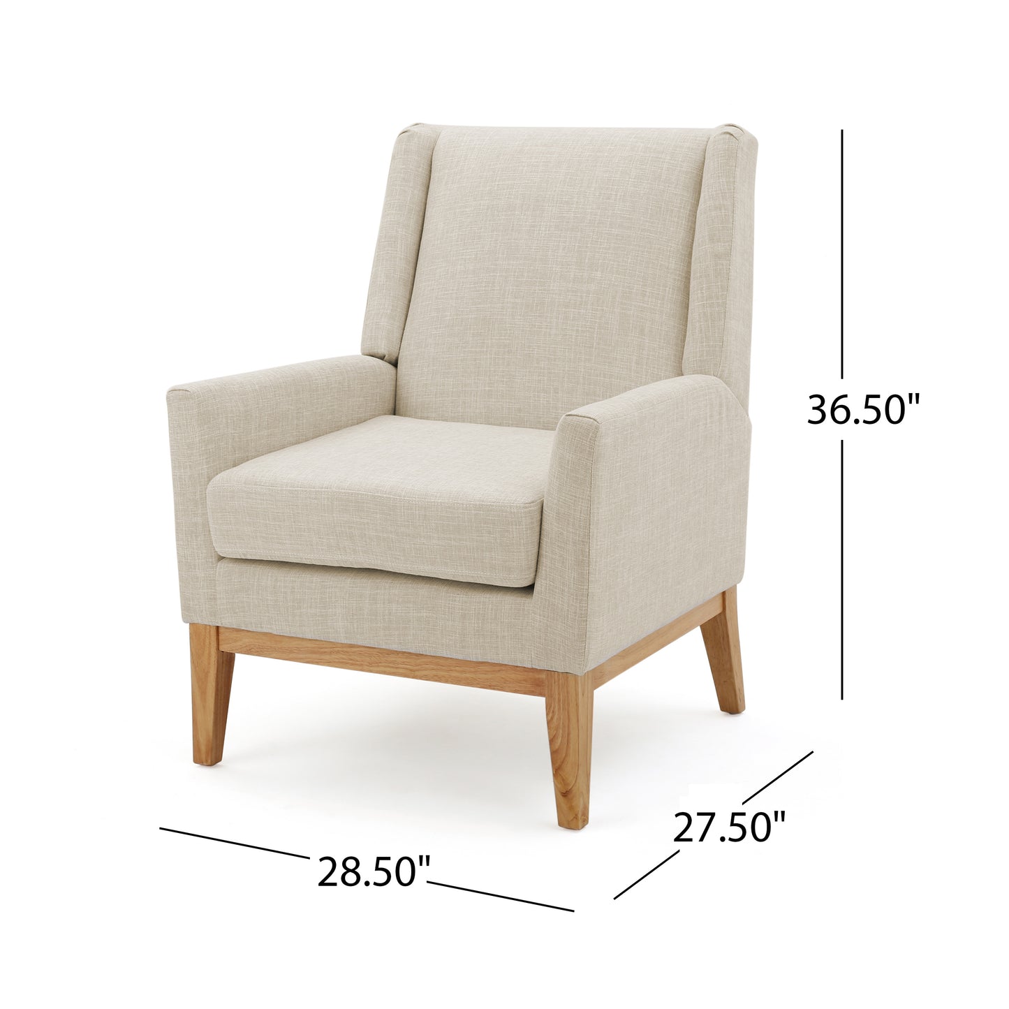 Vimora™ - Mid Century Beige Fabric Accent Chair