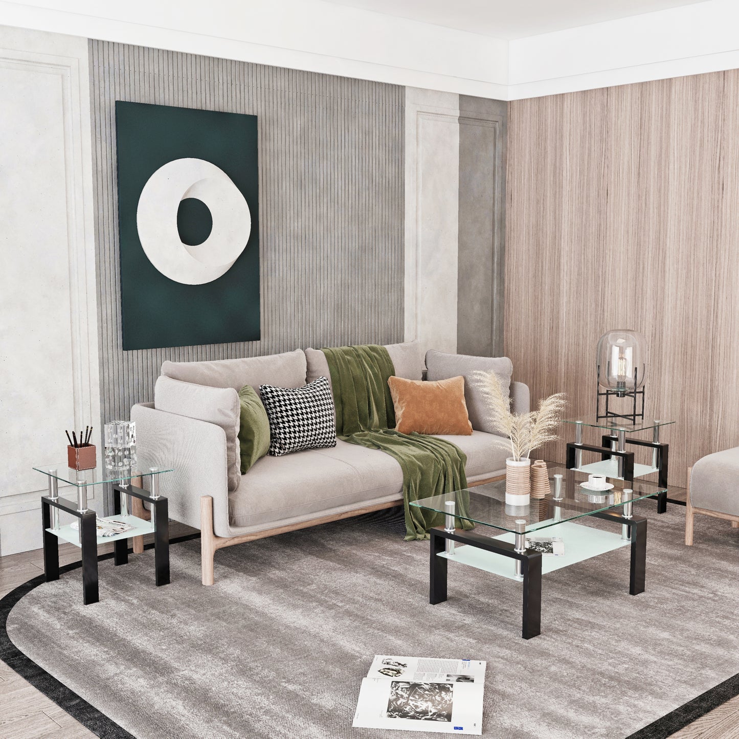 Vimora™ - Modern Tempered Glass Square Coffee Table (Set of 2)