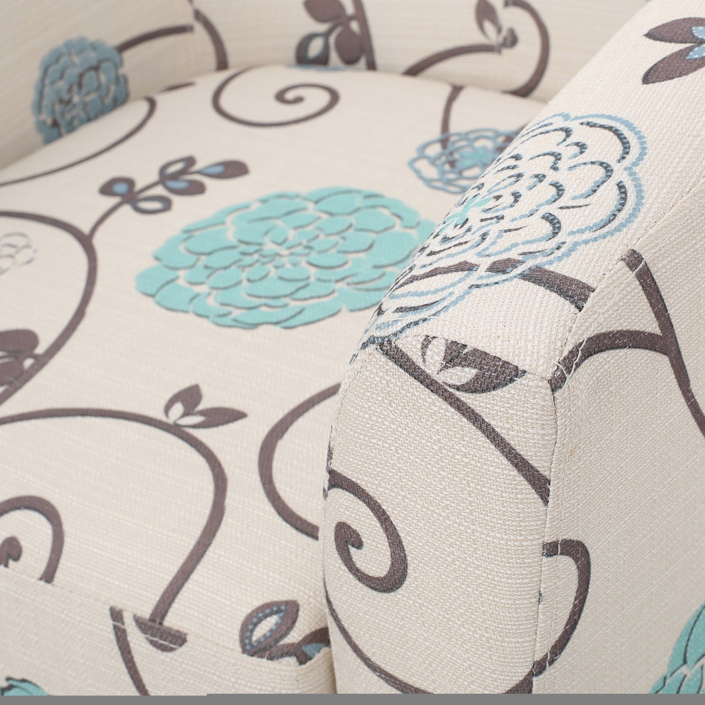 Vimora™ - White and Blue Fabric Club Chair with Birch Wood Legs