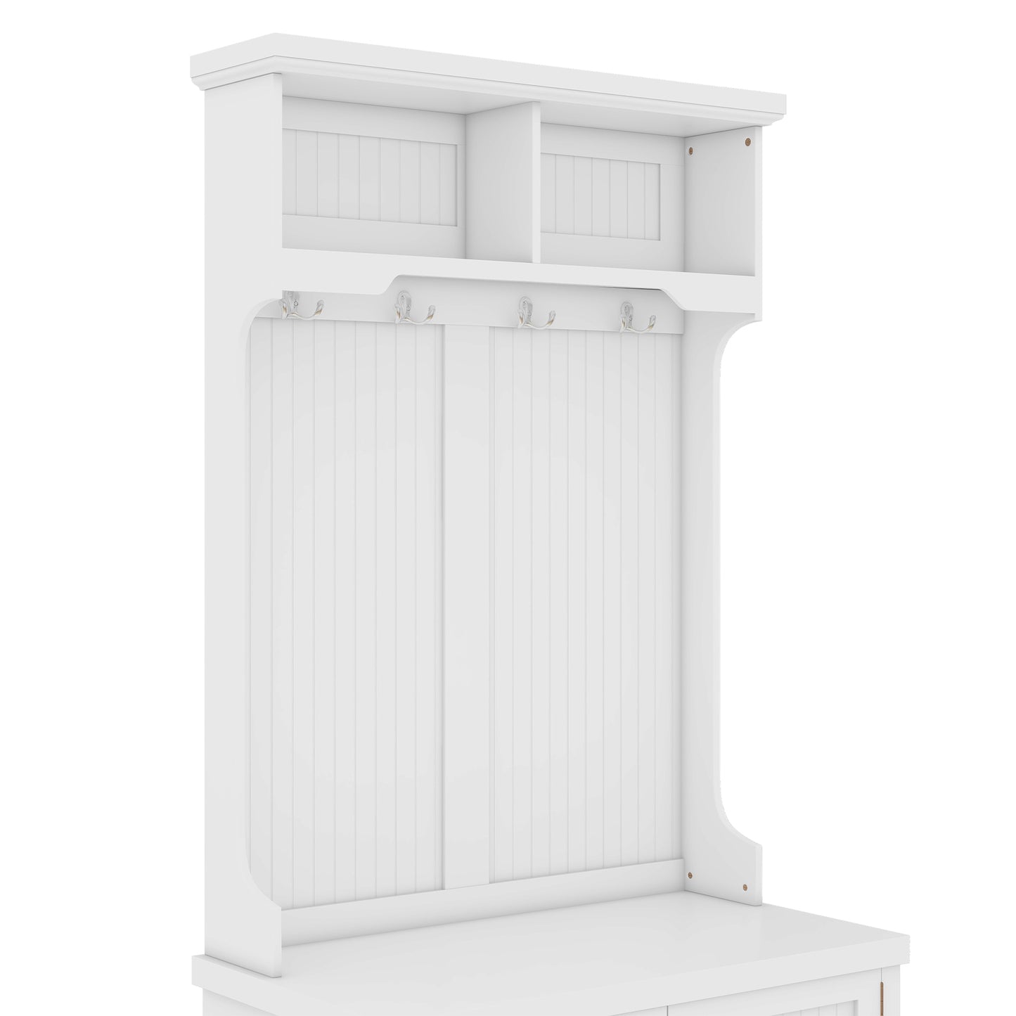 Vimora™ - White Hall Tree with Storage Shoe Bench and Coat Racks