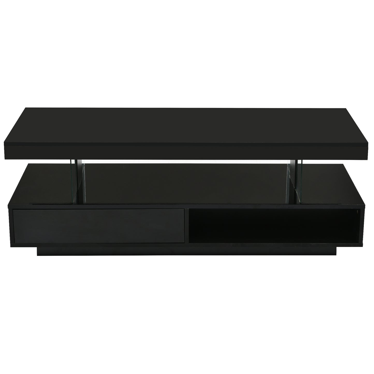 Vimora™ - Modern LED Coffee Table with Storage, 2 Drawers & Display Rack (Black)
