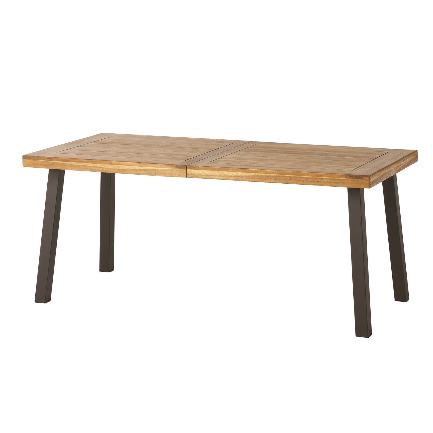 Vimora™ - Acacia Wood Dining Table with Rustic Metal Legs, Natural Brown Grey Finish