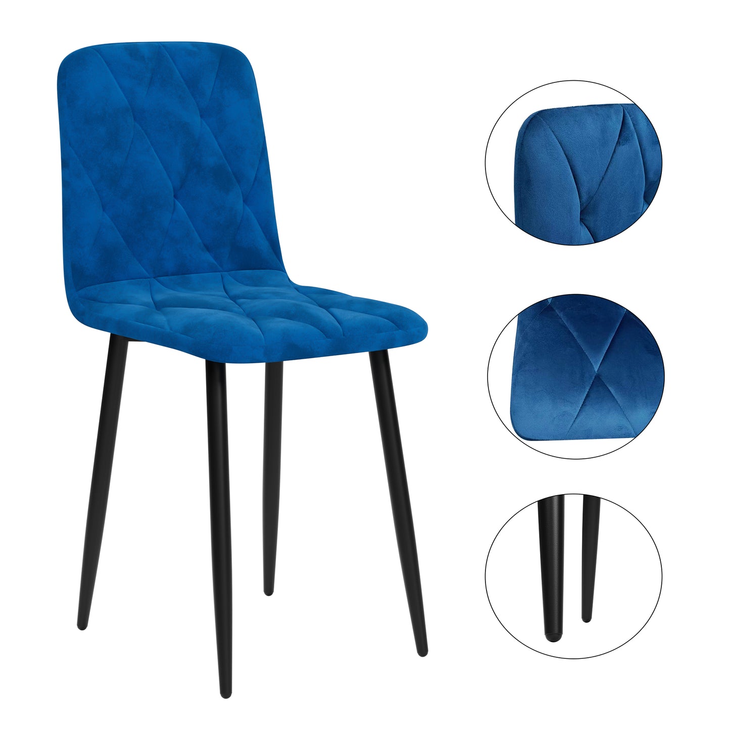 Vimora™ - Modern Blue Velvet Dining Chairs with Sturdy Metal Legs (Set of 4)