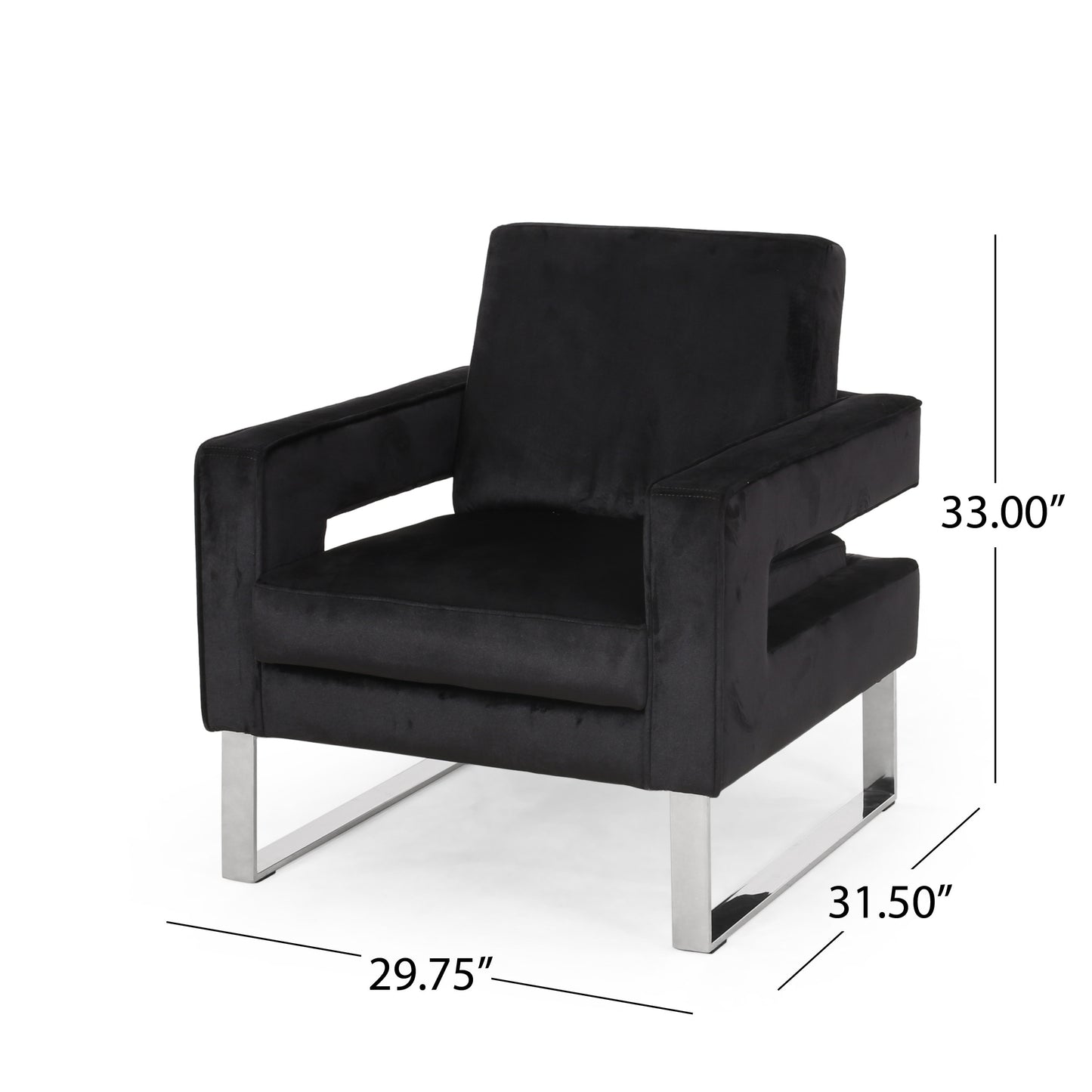 Franklin™ - Modern Velvet Club Chair with Geometric Design and Silver Accents