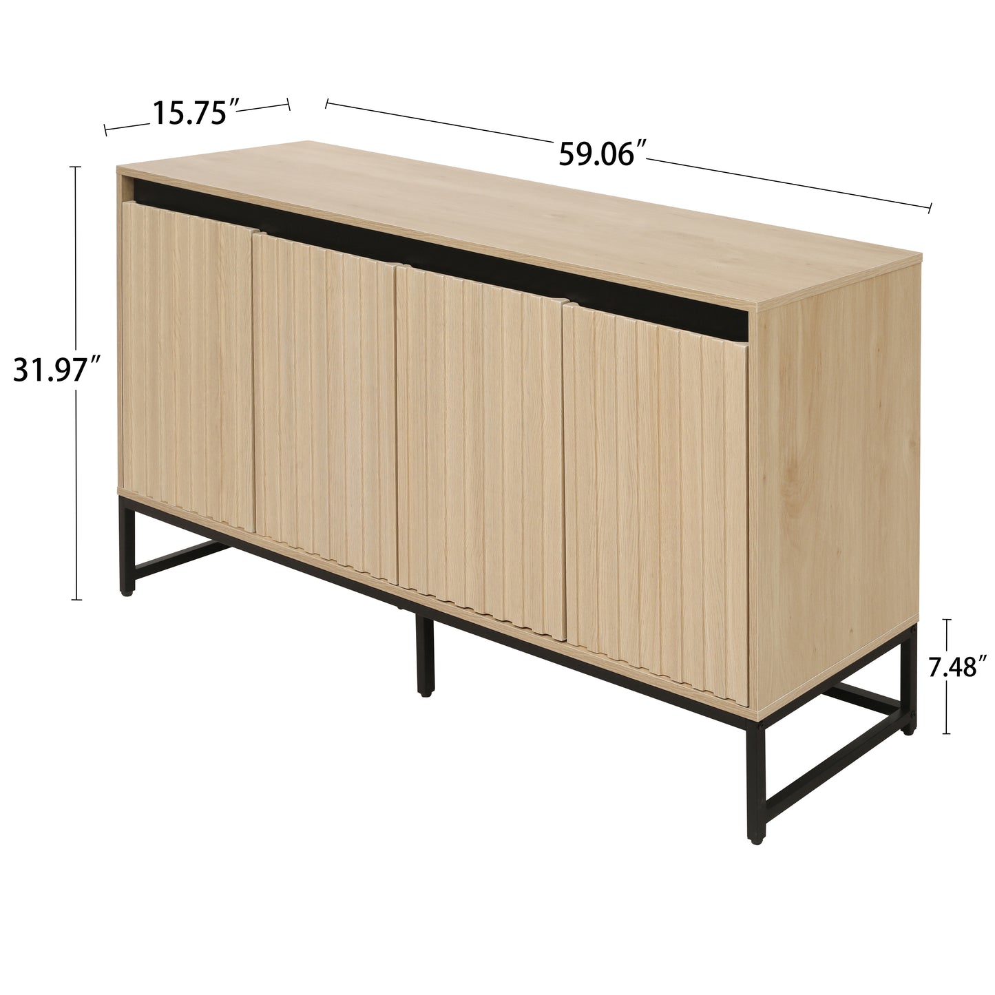 Vimora™ - Modern 4-Door LED Sideboard with Adjustable Shelves