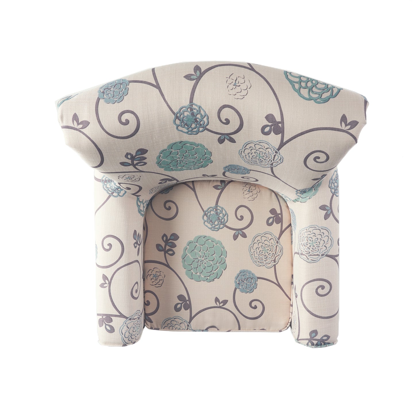 Vimora™ - Jasmine Club Chair in Blue Floral Fabric with Chic Rolled Armrests