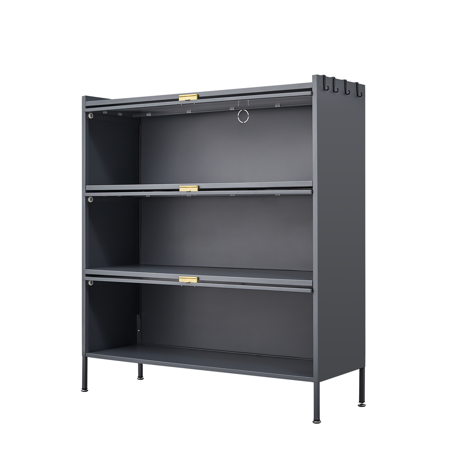 Vimora™ - 3 Tier Metal Pantry Storage Cabinet with Microwave Rack & Adjustable Hooks