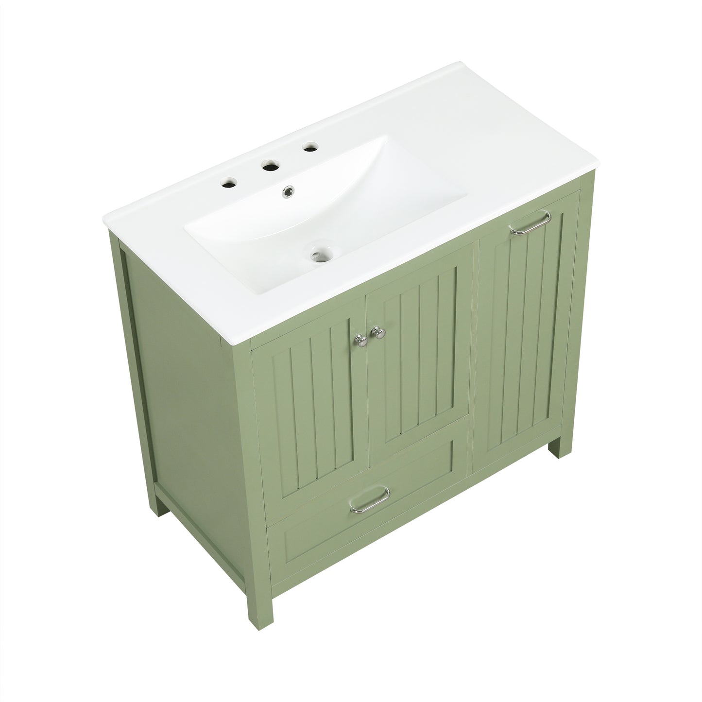 Vimora™ - 36-Inch Green Bathroom Vanity with Sink, Solid Wood & MDF, Modern Design, Ample Storage