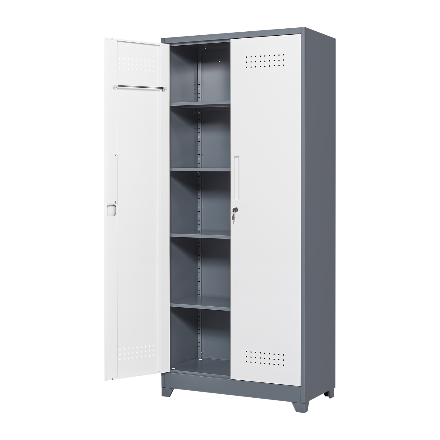Vimora™ - Lockable Metal Storage Cabinet, Tall Cleaning Tool Organizer