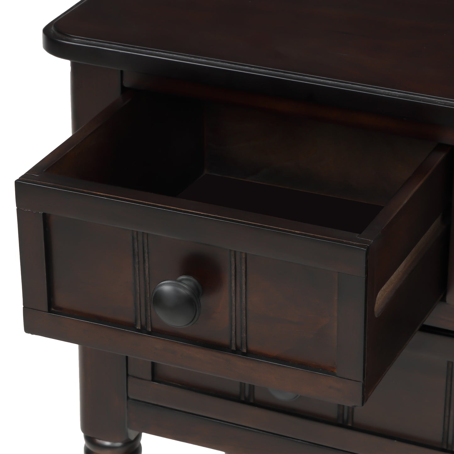 Sophie™️ - Narrow Console Desk with Storage Drawers and Bottom Shelf in Espresso