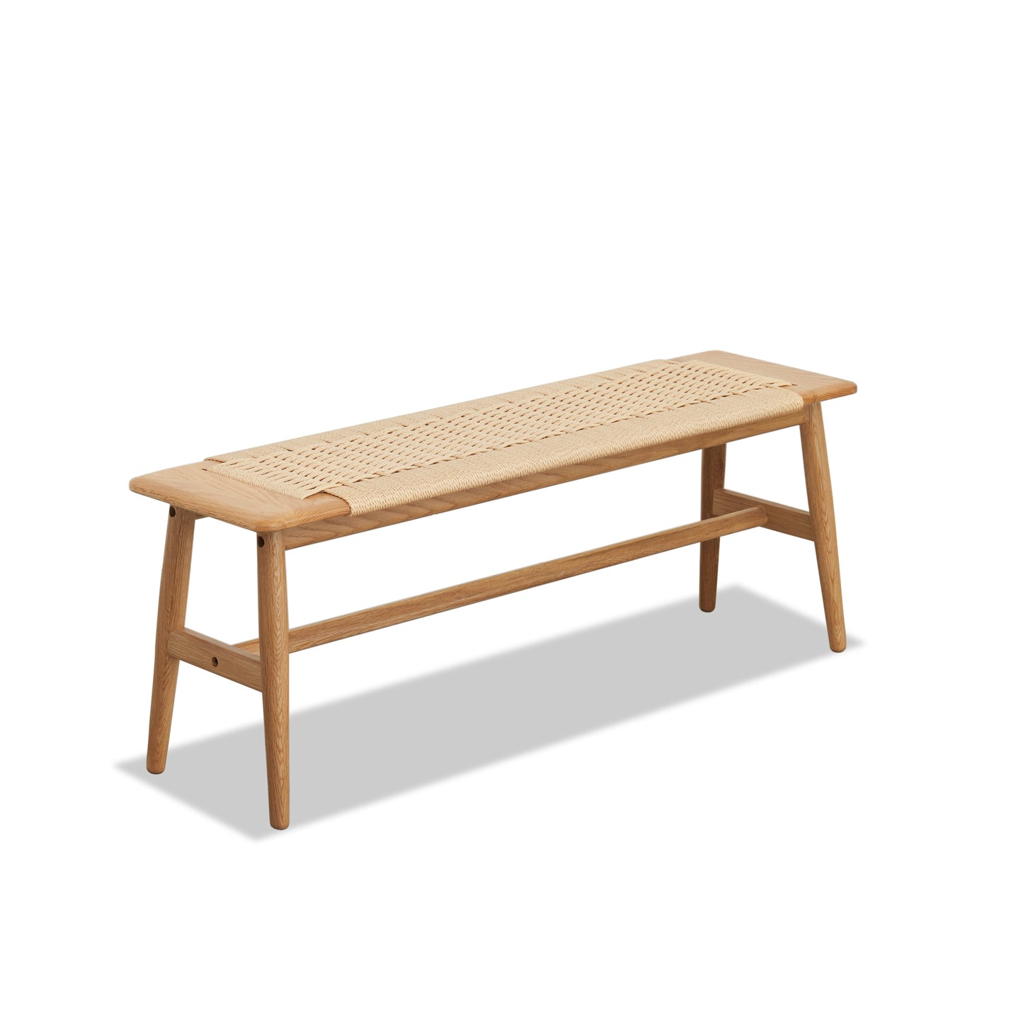 Vimora™ - Woven Design Oak Wood Dining Bench for Entryway, Bedroom, and Living Room