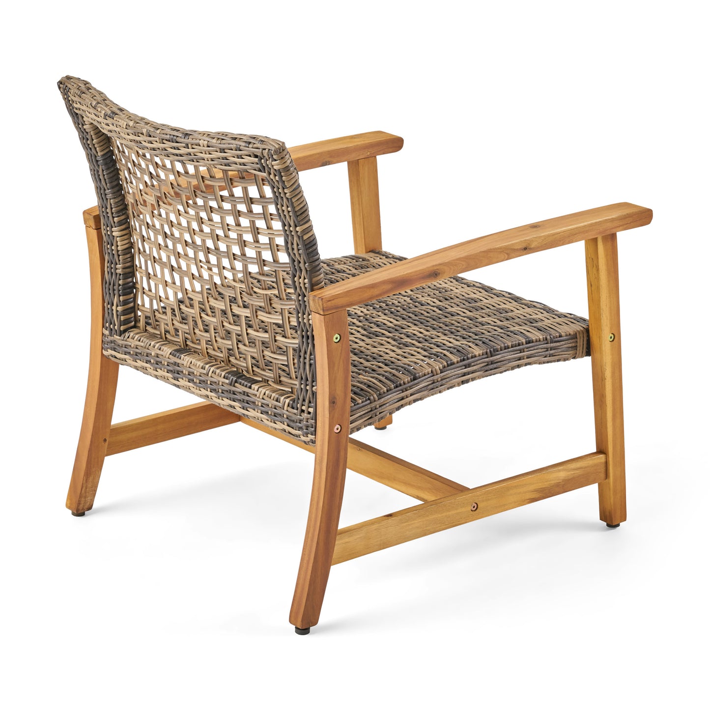 Hampton™ - Stylish Natural Grey Wooden & Wicker Outdoor Club Chairs Set of 2