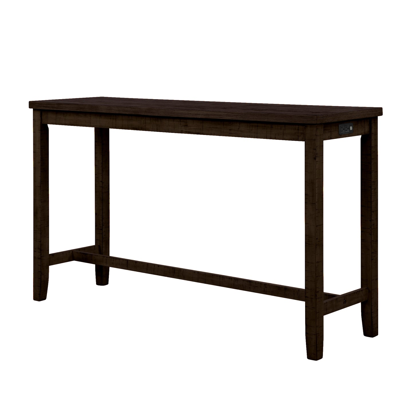 Vimora™ - Rustic Brown Counter Height Dining Set with Padded Stools and Built-in Charging