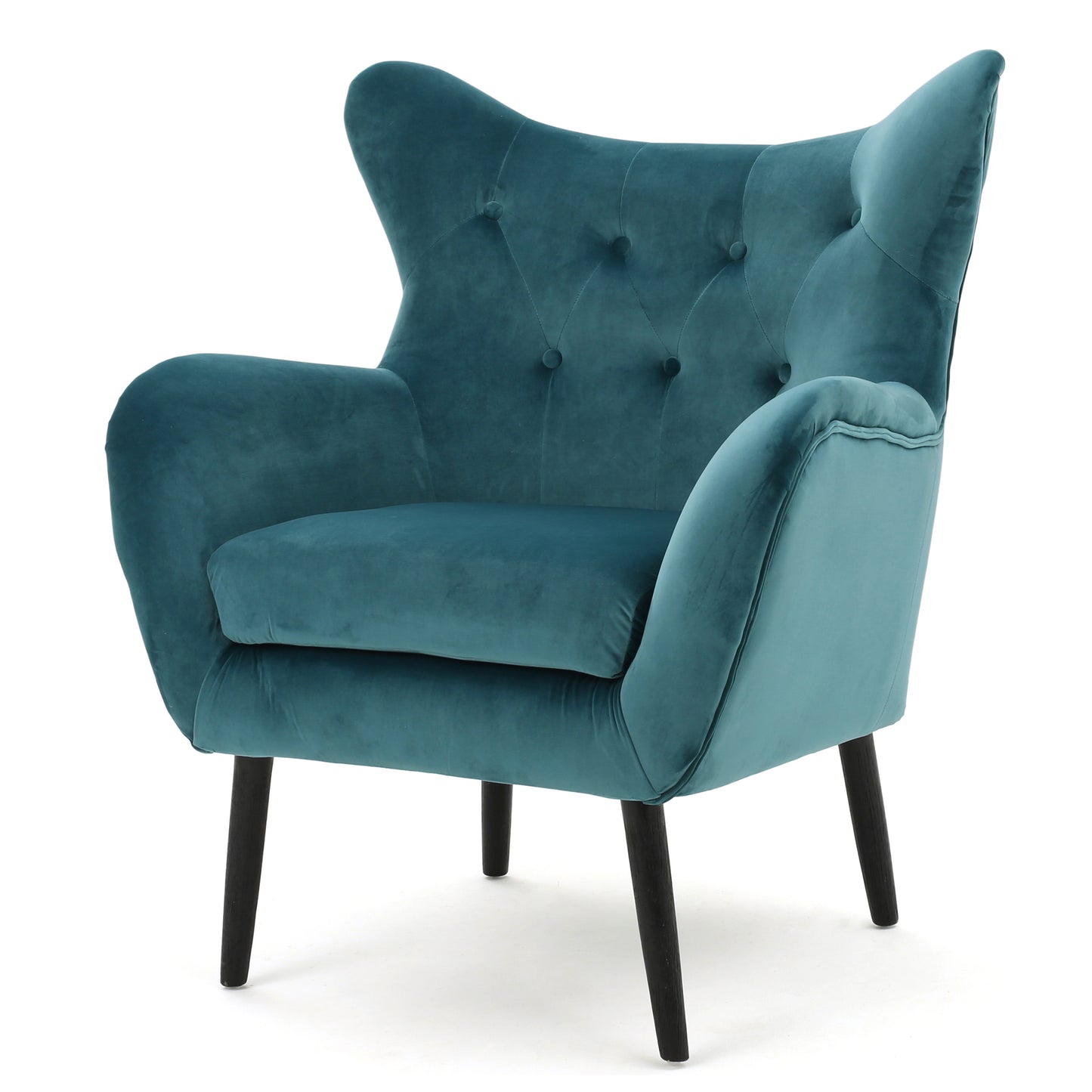 Vimora™ - Teal Velvet Wingback Arm Chair with Tufted Design