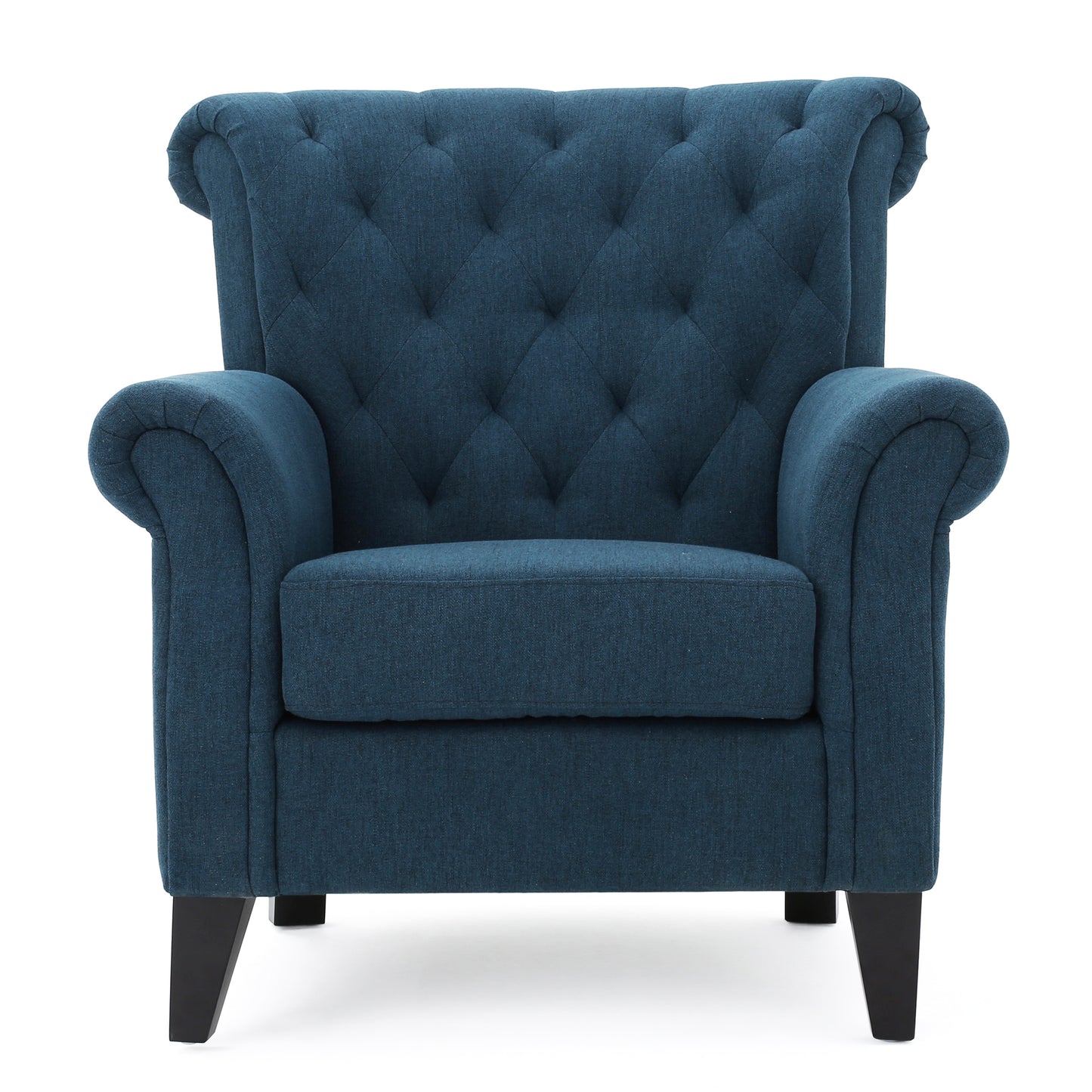 Vimora™ - Springfield Tufted Navy Blue Fabric Club Chair with Nailhead Trim and Cushion