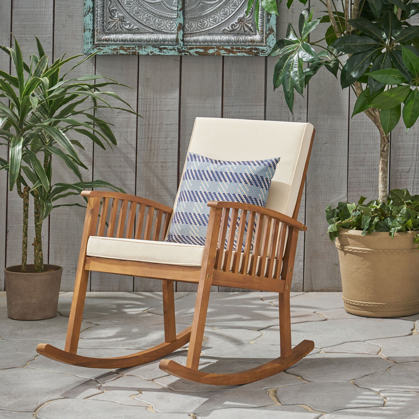 Vimora™ - Acacia Rocking Chair with Cushions