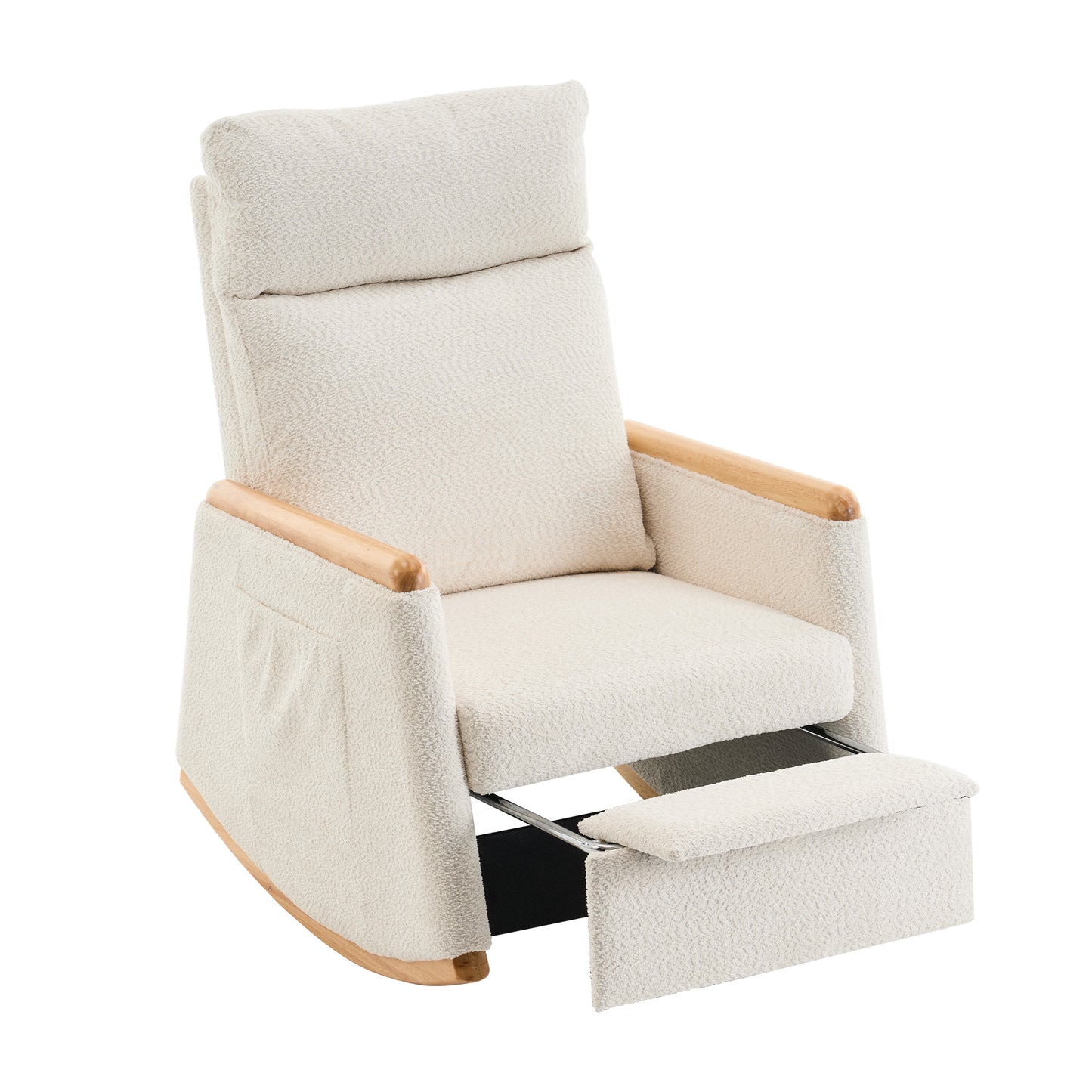 Vimora™ - Accent Rocking Chair with Footrest, High Back, Rubber Wood Legs