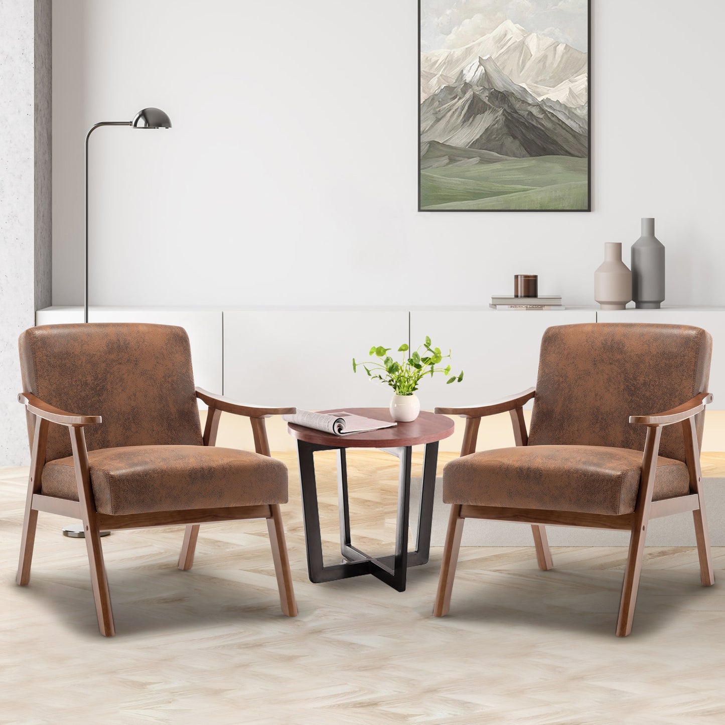 Vimora™ - Mid-Century Modern Accent Chair with Solid Wood Frame and Extra-Thick Backrest