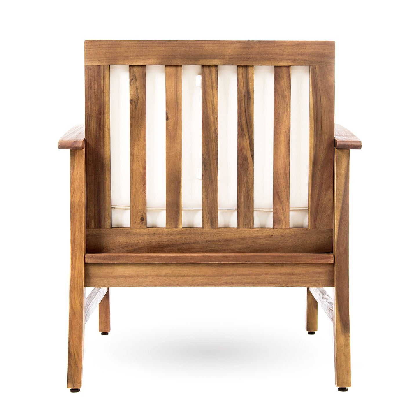 Vimora™ - Cream Acacia Wood Club Chair with Slat Panel Design