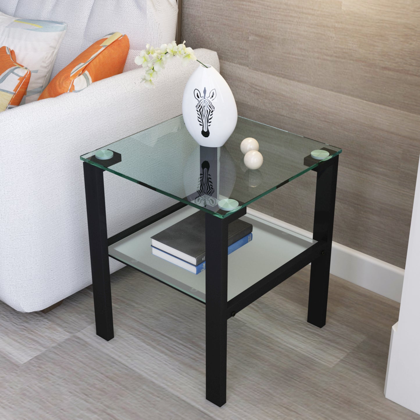 Ava™️ - Black Glass Two-Layer Round Tea Table for Living Room & Bedroom