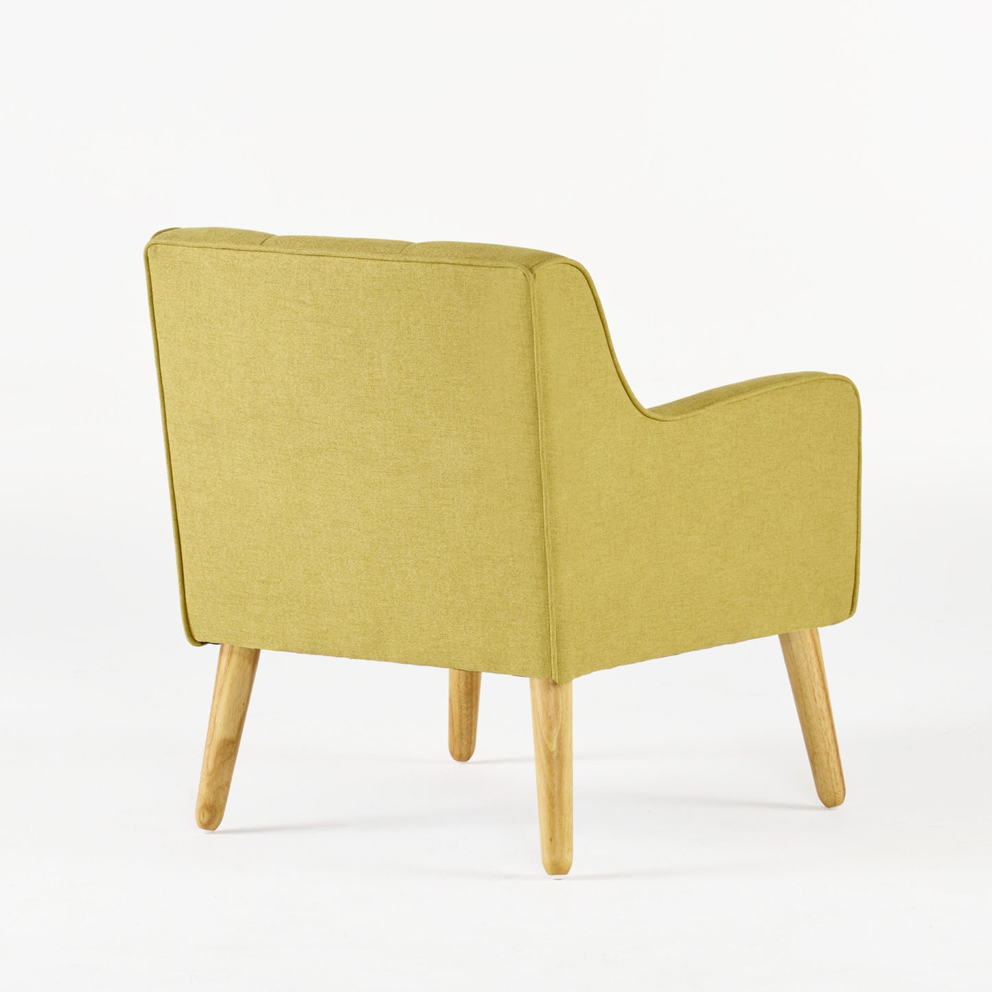 Vimora™ - Yellow Mid-Century Modern Arm Chair with Tufted Back and Birch Wood Legs