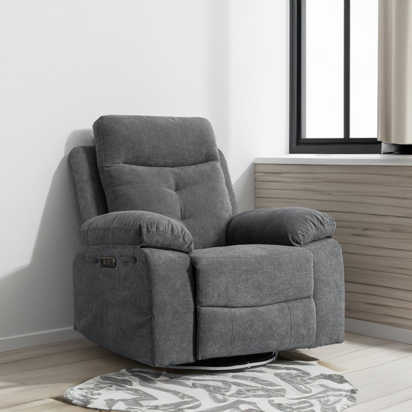 Vimora™ - Rotating Electric Recliner Lounge Chair with Bluetooth, LED Light & Adjustable Footrest