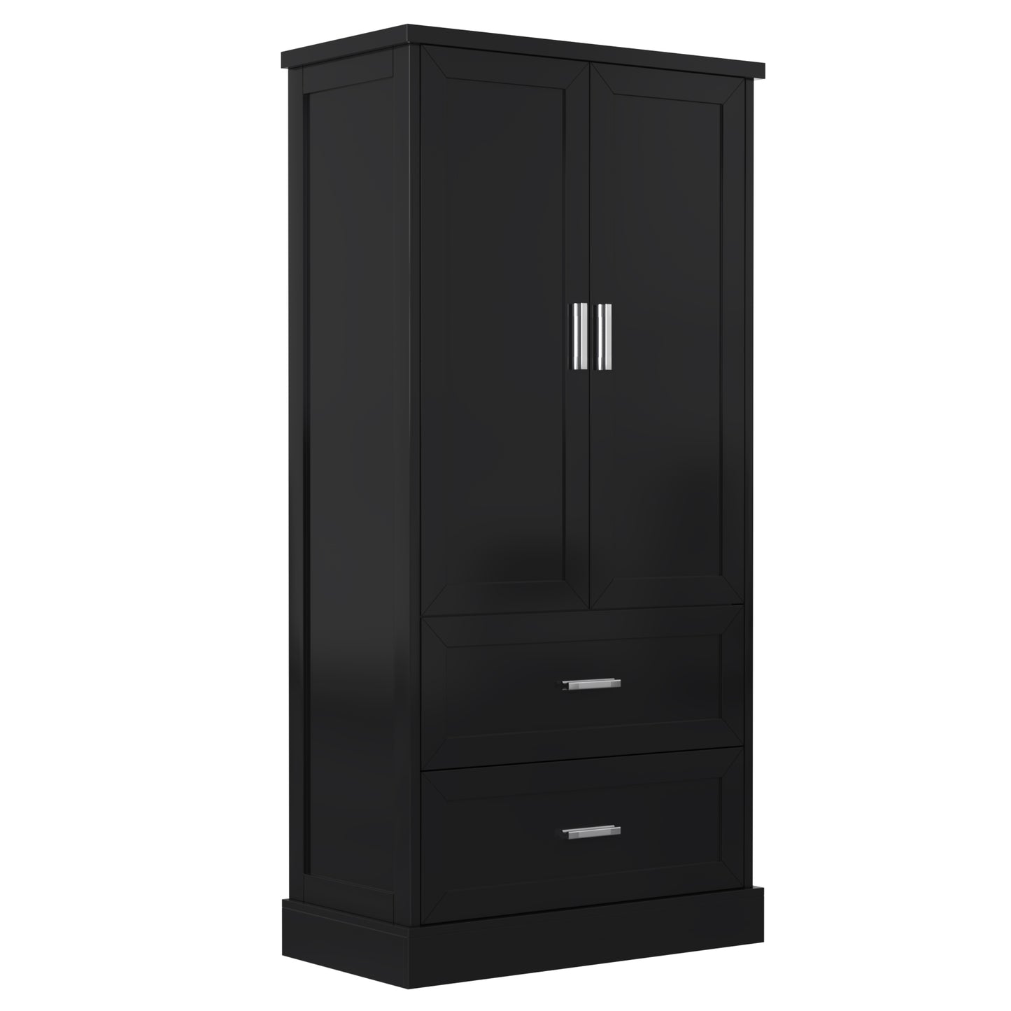 Vimora™ - Tall Black Bathroom Storage Cabinet with Doors, Drawers & Adjustable Shelf