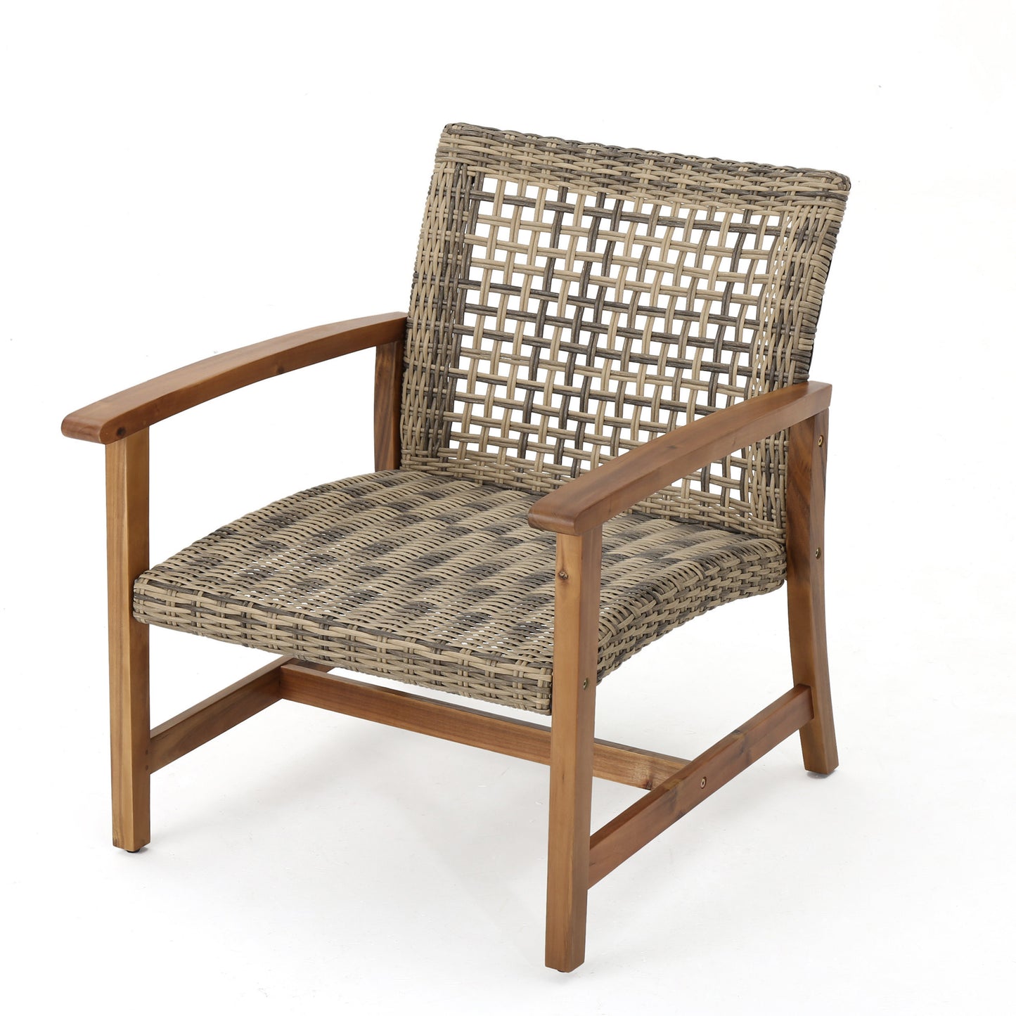 Hampton™ - Stylish Natural Grey Wooden & Wicker Outdoor Club Chairs Set of 2