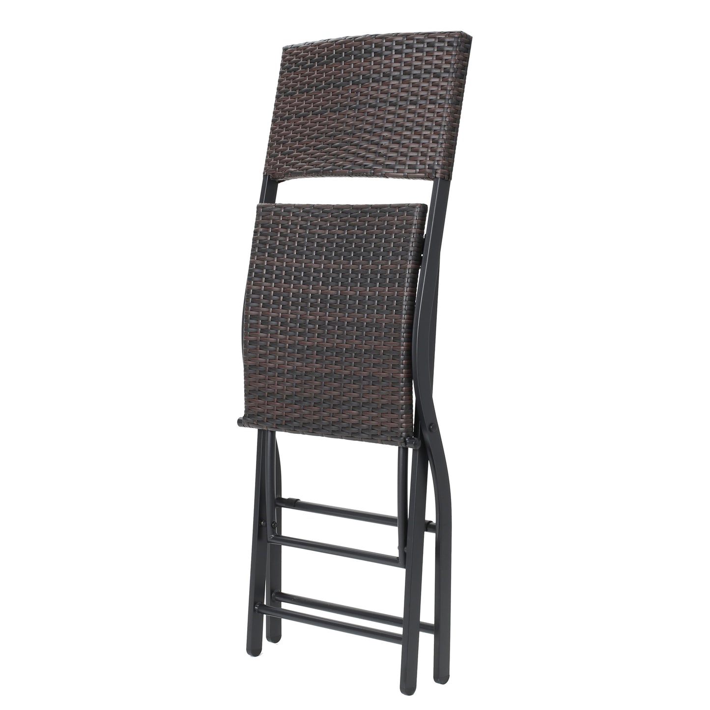 Vimora™ - Outdoor Foldable Wicker Barstools, Faux Rattan Patio Chairs, Brown Multi (Set of 2)