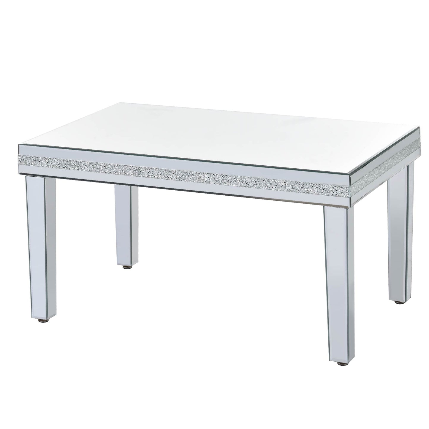 Sofia™️ - Modern Glass Mirrored Coffee Table with Crystal Design and Adjustable Height Legs