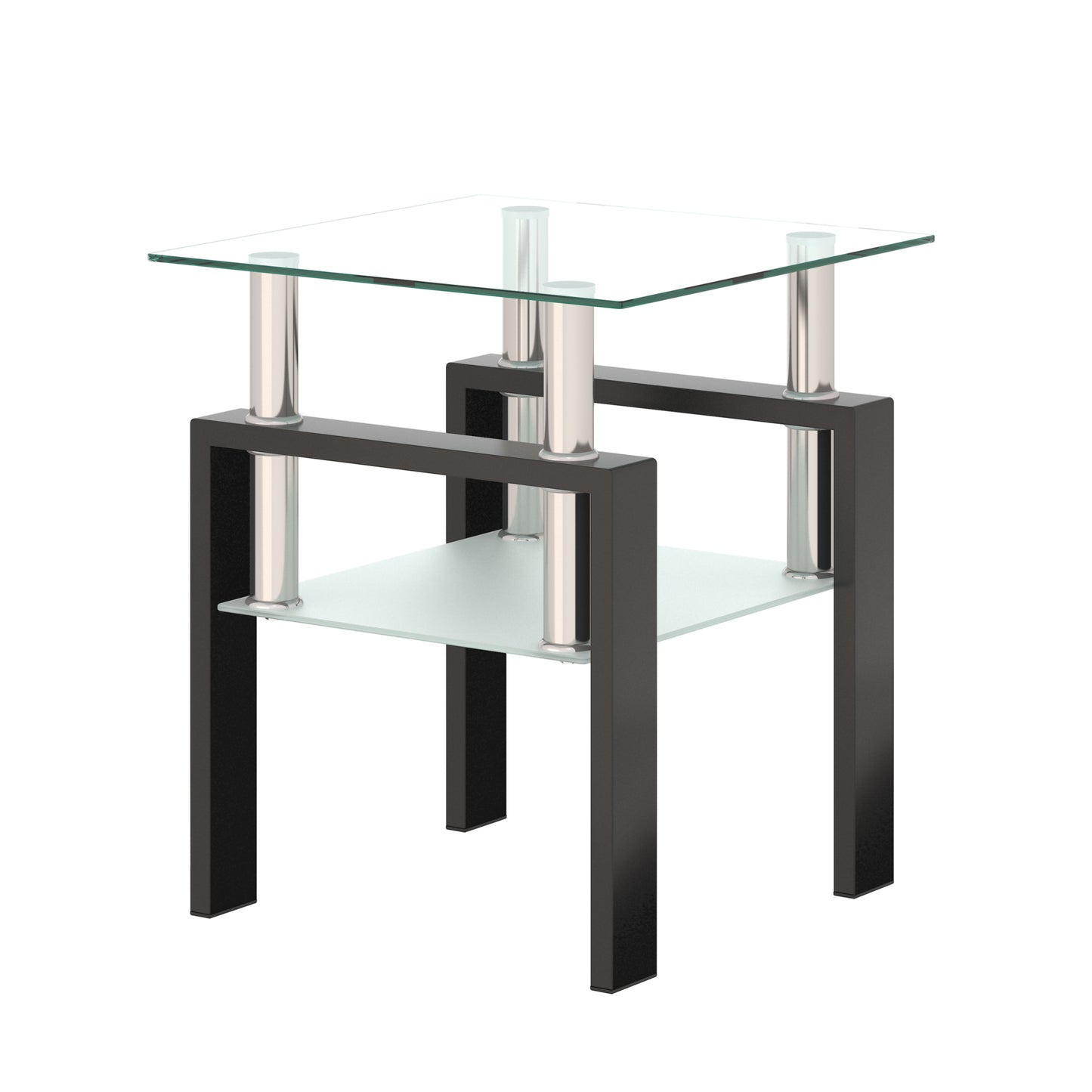 Liam™️ - Modern Tempered Glass Square Coffee Table for Living Room - Transparent/Black