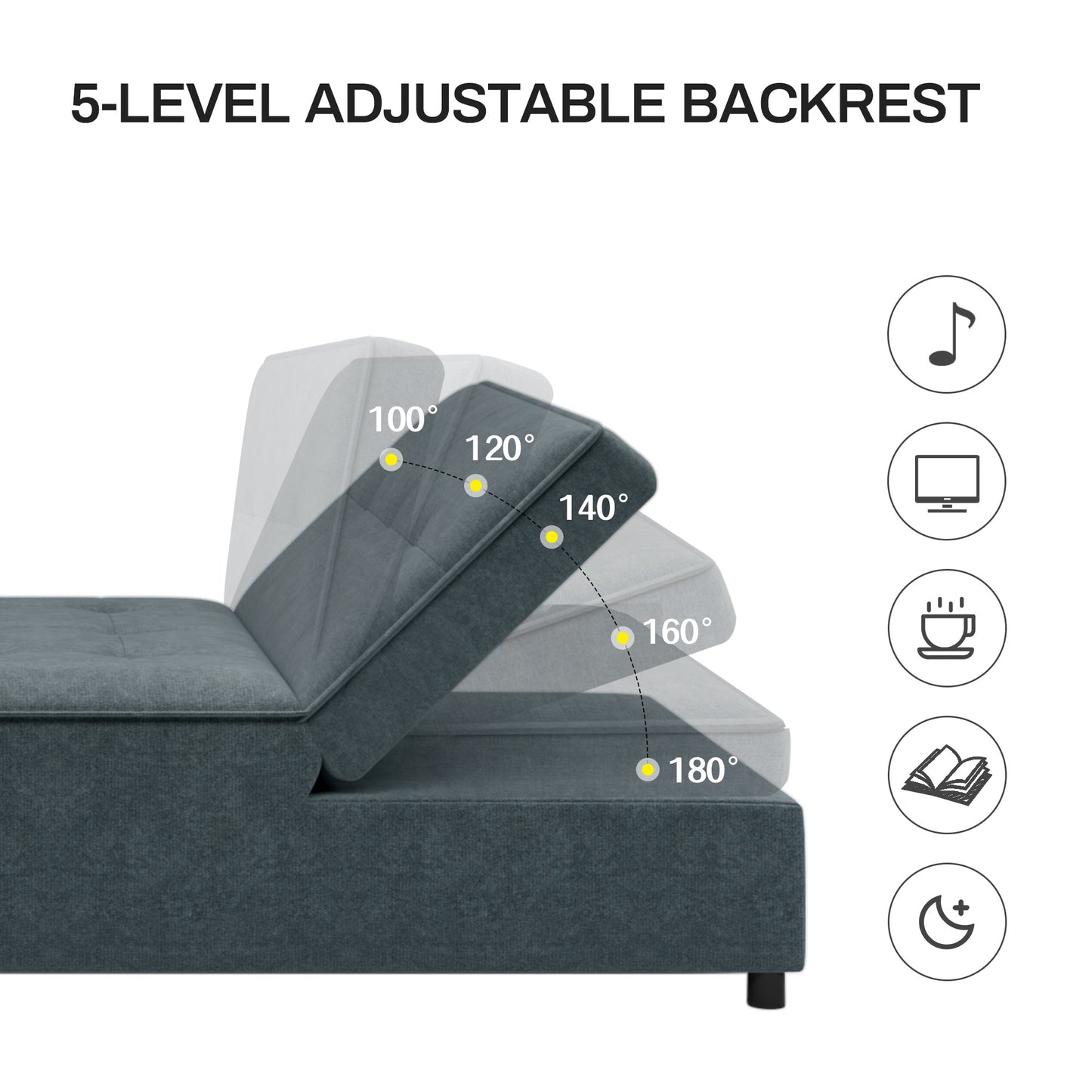 Vimora™ - Four in One Sofa Bed, Chair Bed, Ottoman with USB Port, Dark Blue