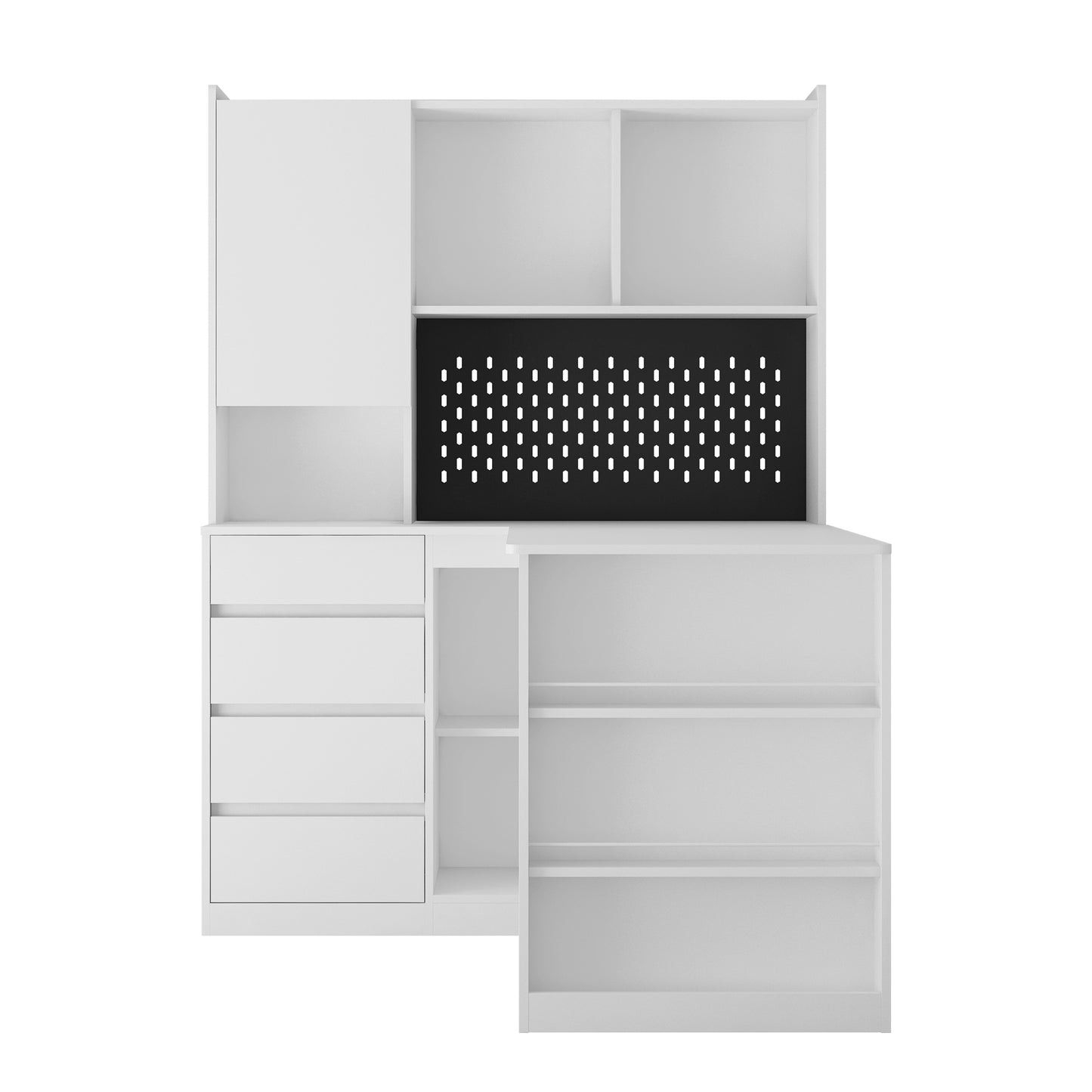 Vimora™ - L-Shaped Office Desk with Charger, Bookshelf, LED Lights & Storage Space