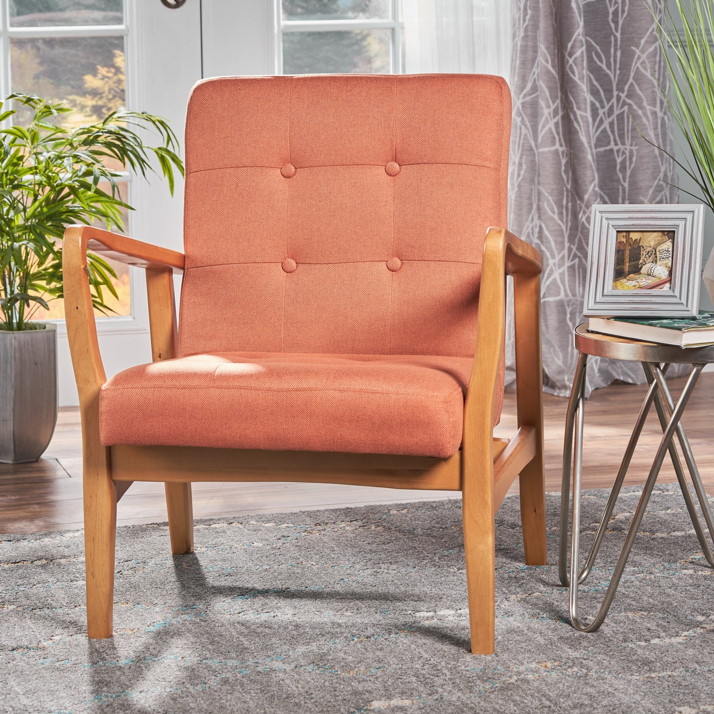 Vimora™ - Stylish Orange Club Chair with Plush Button Tufting