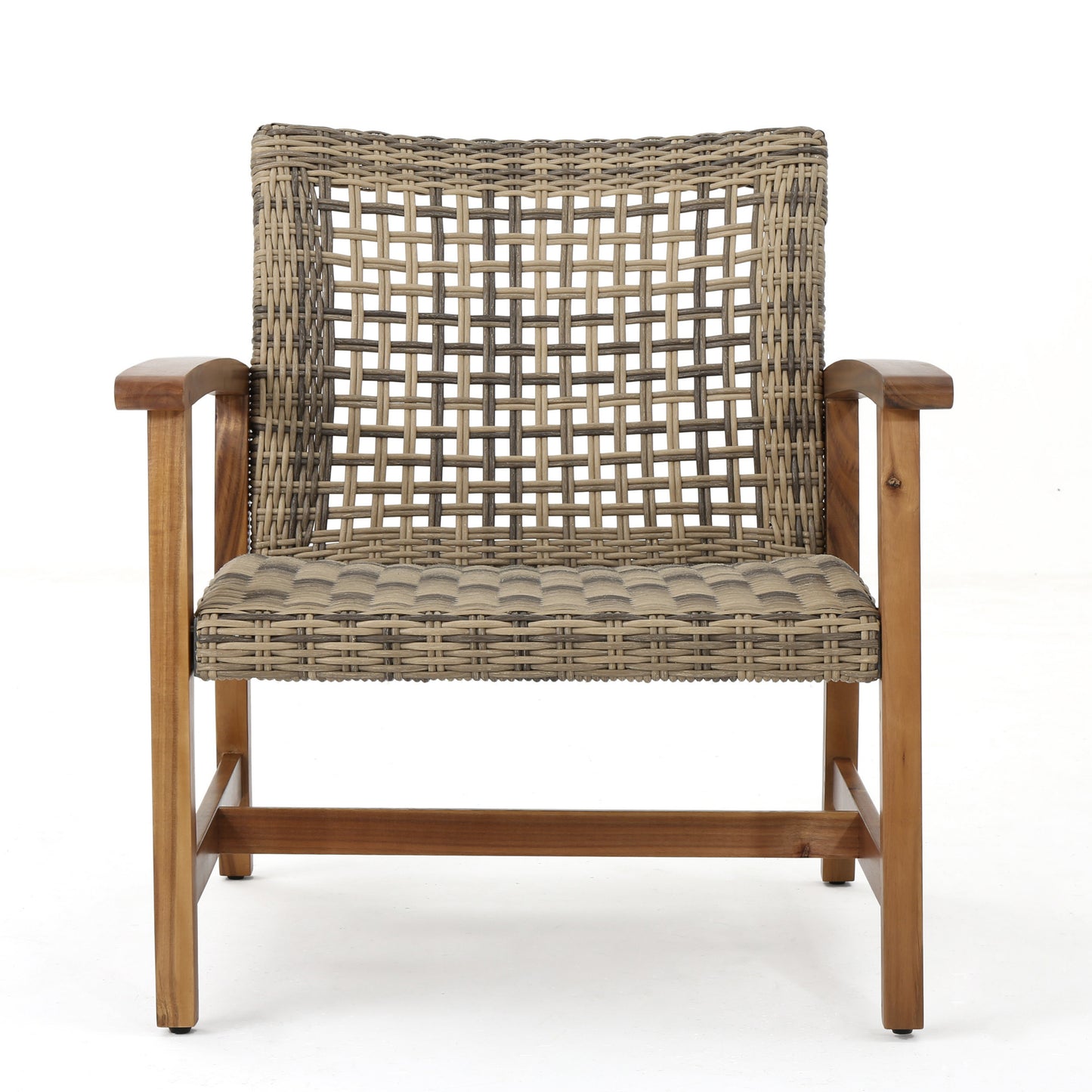 Hampton™ - Stylish Natural Grey Wooden & Wicker Outdoor Club Chairs Set of 2