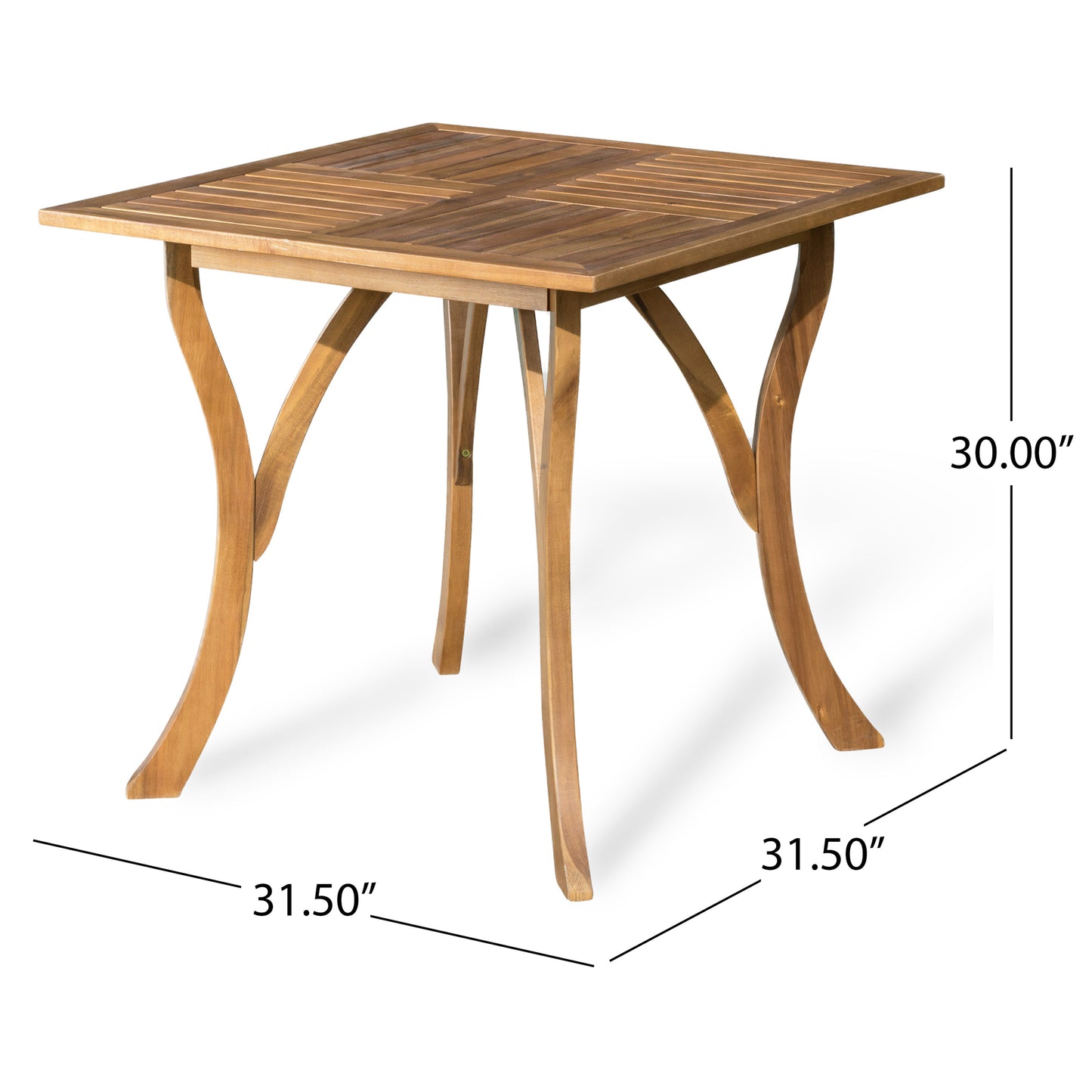 Teak-Finished 31.5'' Square Acacia Wood Outdoor Table for Stylish Patios