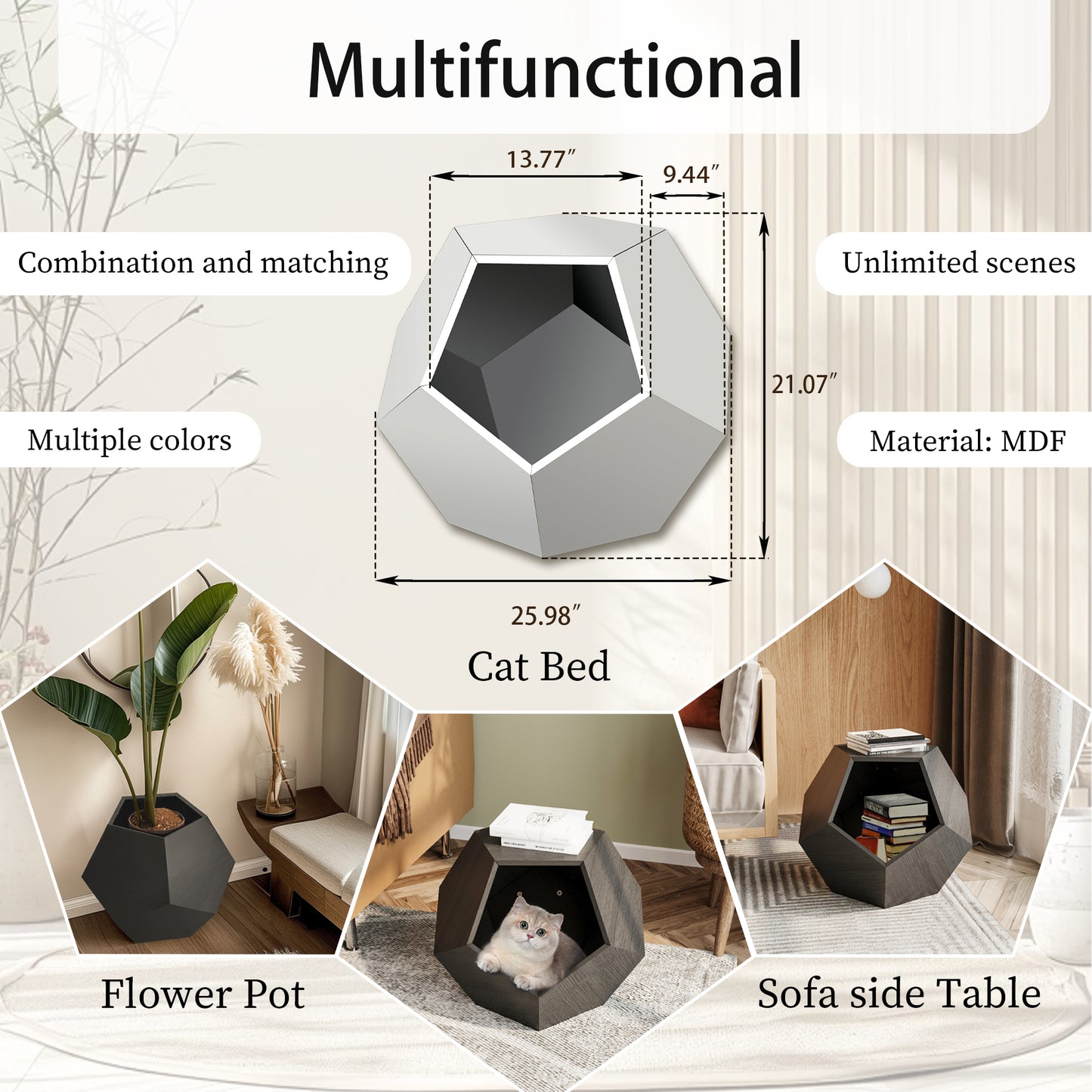 Vimora™ - Modern Cat Litter Sofa Side Table & Planter in Burmese Sumac, Multifunctional MDF Furniture
