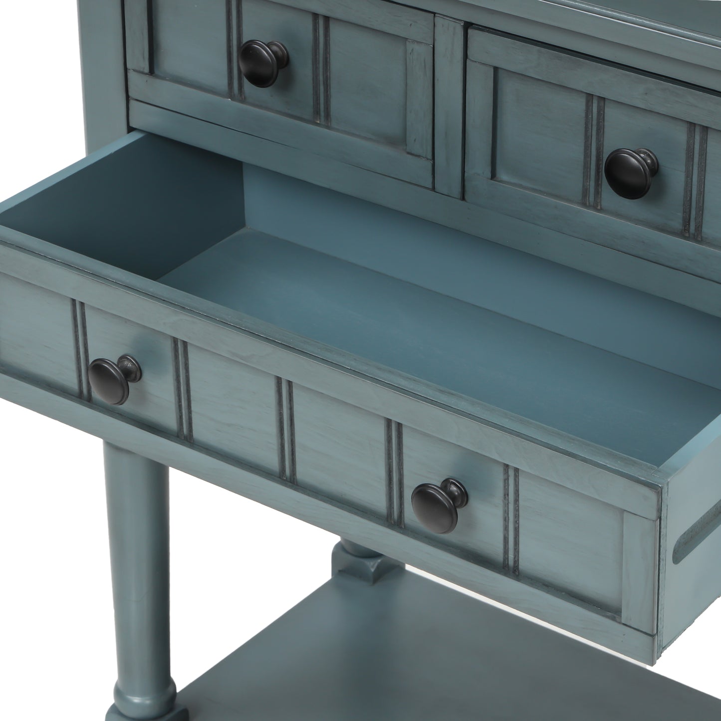 Vimora™ - Narrow Console Table with Storage Drawers and Bottom Shelf in Navy