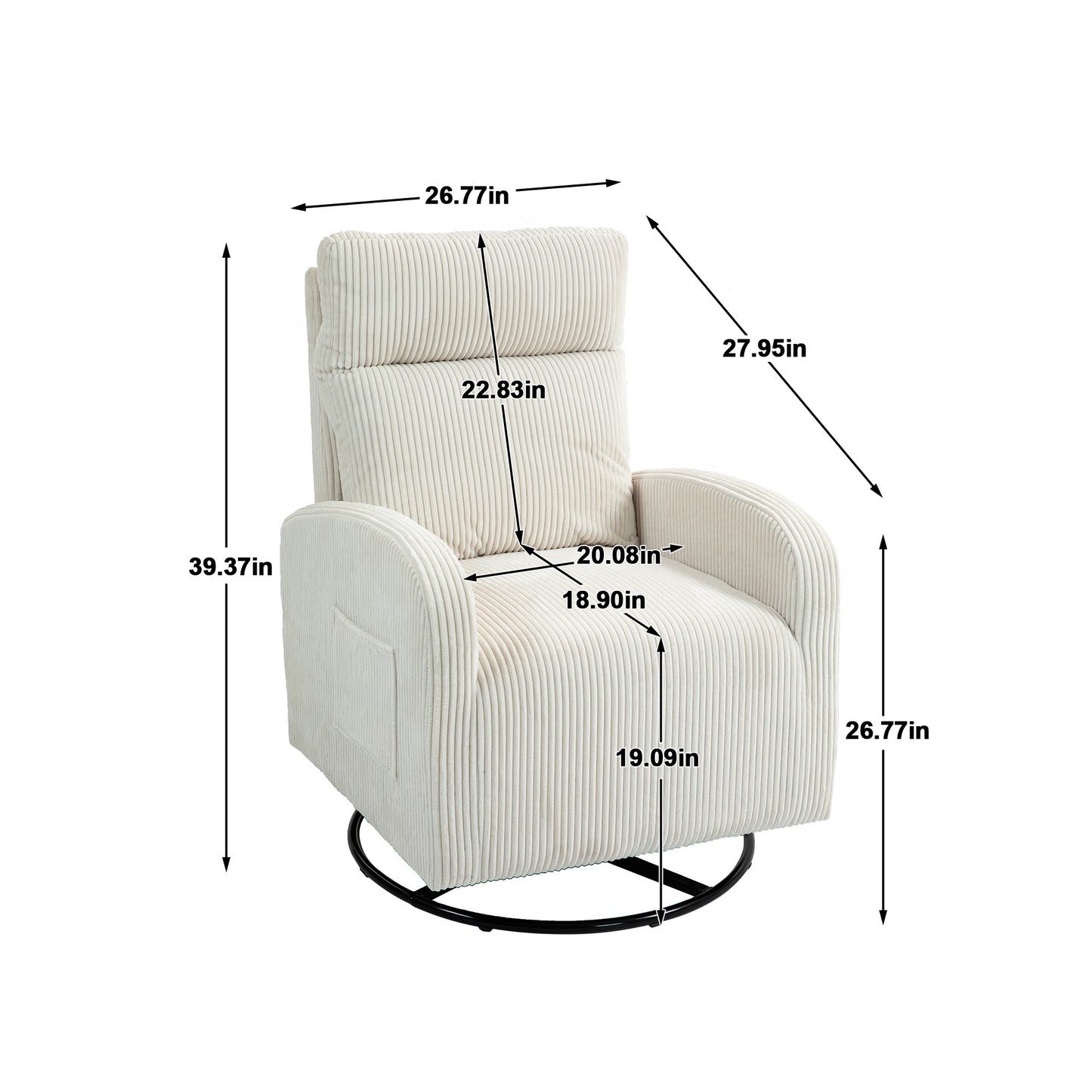 Vimora™ - Beige Upholstered Swivel Glider Rocking Chair